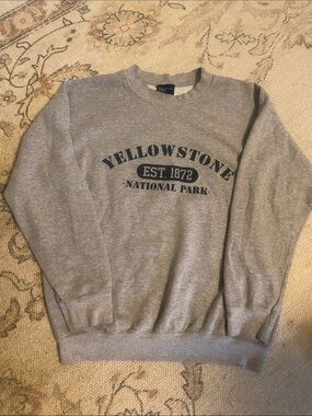 MV Sport Gray Crewneck Sweatshirt with Navy Yellowstone Graphic